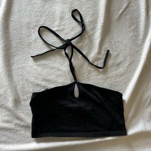 Motel black halter bandeau crop top